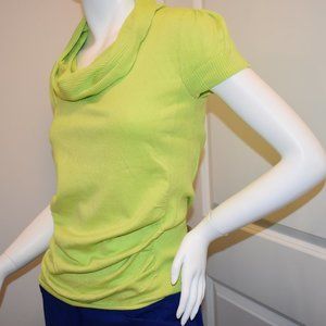 Lime Green Short Sleeved Sweater with Cowl neck